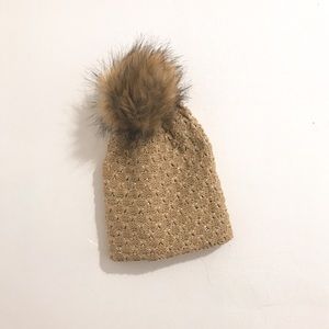 Slouchy beanie with pom (never worn!)